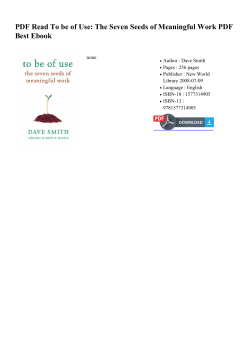 PDF Read To be of Use: The Seven Seeds of