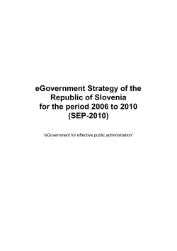 eGovernment Strategy of Republic of Slovenia for the period 2006 to