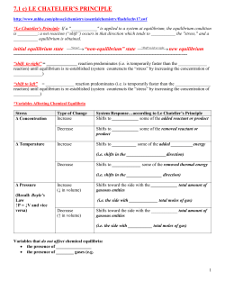 7.1 c) LE CHATELIER`S PRINCIPLE