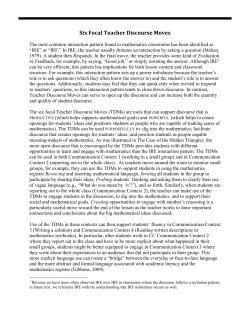 Six Focal Teacher Discourse Moves