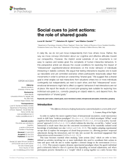Social cues to joint actions: the role of shared goals