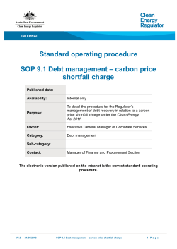 Standard operating procedure SOP 9.1 Debt management &ndash; carbon