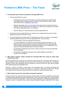 Fonterra`s Milk Price &ndash; The Facts