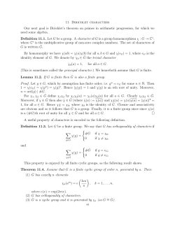 11. Dirichlet characters Our next goal is Dirichlet`s theorem on