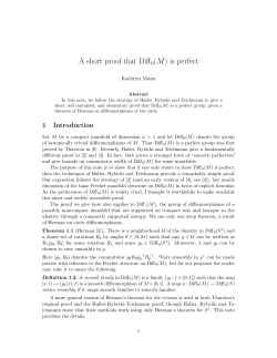 A short proof that Diff0(M) is perfect