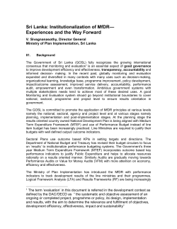 Sri Lanka: Institutionalization of MfDR - Public Places
