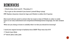 Othello Day 7 8-30