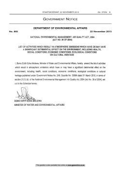 National Environmental Management: Air Quality Act: List of