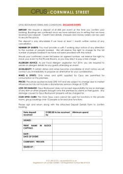 OPUS RESTAURANT TERMS AND CONDITIONS EXCLUSIVE