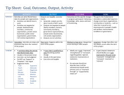 Tip Sheet: Goal, Outcome, Output, Activity