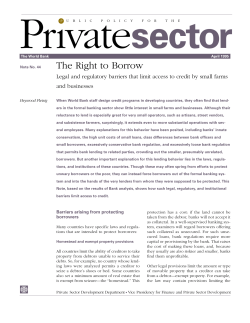Legal and regulatory barriers that limit access to credit by small