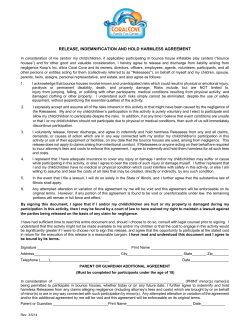 release, indemnification and hold harmless agreement