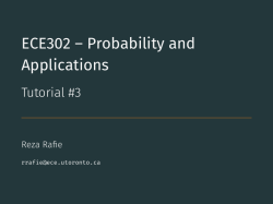 ECE302 – Probability and Applications - Tutorial #3