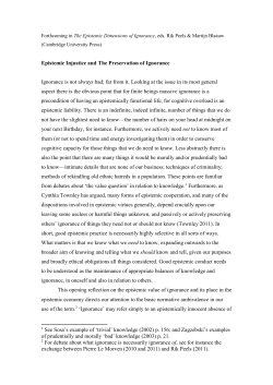 Epistemic Injustice and the Preservation of Ignorance