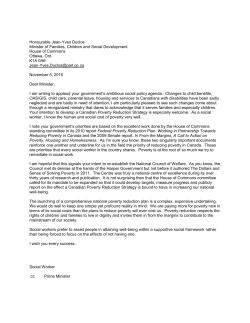 Letter to the Minister on the Poverty Reduction Plan