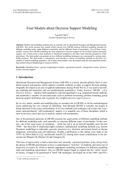 Four Models about Decision Support Modeling