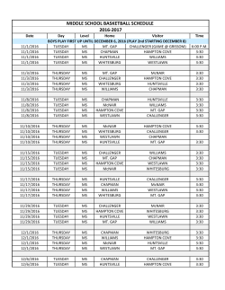 middle school basketball schedule 2016-2017