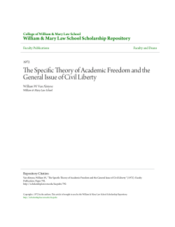 The Specific Theory of Academic Freedom and the General Issue of