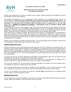 APPENDIX A Occupational Health and Safety IMMUNIZATION AND