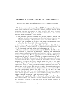 TOWARDS A FORMAL THEORY OF COMPUTABILITY We sketch a