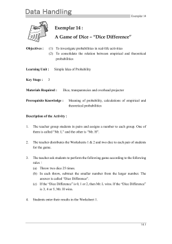 Exemplar 14 : A Game of Dice &ndash; &ldquo;Dice Difference&rdquo;