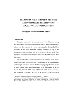 TRAINING BY FIRMS IN ITALIAN REGIONAL LABOUR MARKETS