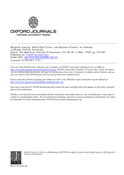Marginal Analysis, Multi-Plant Firms, and Business Practice: An