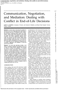 Communication, negotiation, and mediation: Dealing with conflict in