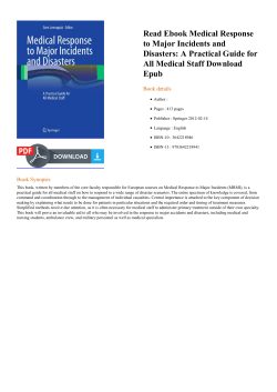Read Ebook Medical Response to Major Incidents