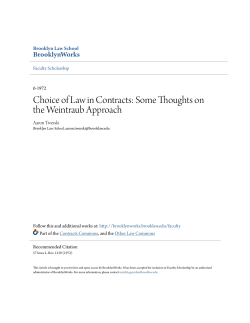 Choice of Law in Contracts: Some Thoughts on the