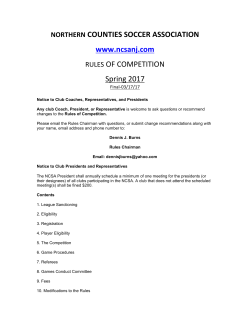 Rules of Competition - Northern Counties Soccer Association