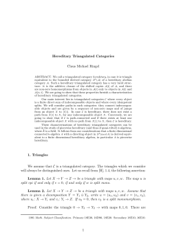 Hereditary Triangulated Categories Claus Michael Ringel 1