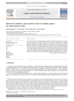 Behavioral spillovers and cognitive load in multiple games: An
