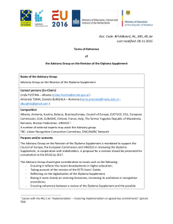 the Advisory Group on the Revision of the Diploma Supplement