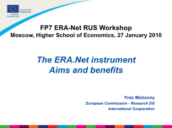 Aims and benefits of the ERA.Net instrument