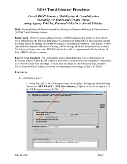 ROSS Travel Itinerary Procedures