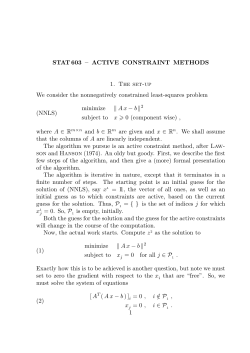 STAT603 &ndash; ACTIVE CONSTRAINT METHODS 1. The set