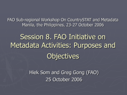 FAO SUB-REGIONAL WORKSHOP ON COUNTRYSTAT AND
