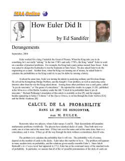 How Euler Did It - The Euler Archive