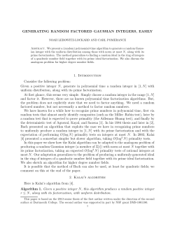 GENERATING RANDOM FACTORED GAUSSIAN INTEGERS