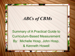 ABCs of CBMs - Chatham County RtI