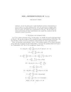 MOD p REPRESENTATIONS OF SL 2(Qp) 1. Notation and
