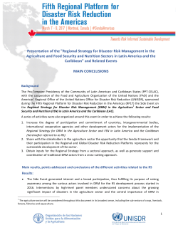 Presentation of the "Regional Strategy for Disaster Risk