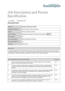 Job Description and Person Specification
