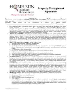 Property Management Agreement - Home Run Property Management