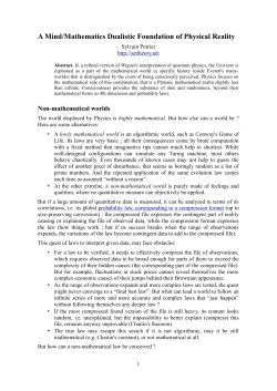 A Mind/Mathematics Dualistic Foundation of Physical Reality