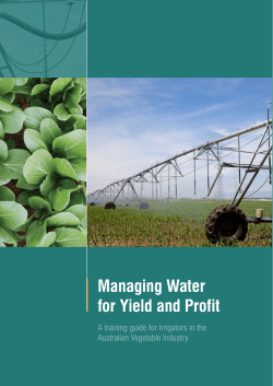 Managing Water for Yield and Profit