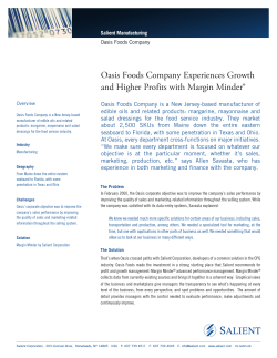 Oasis Foods Company Experiences Growth and Higher Profits with