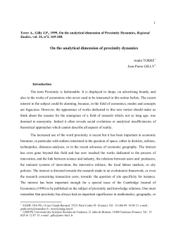 On the analytical dimension of proximity dynamics