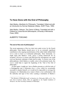 To Have Done with the End of Philosophy - Pli